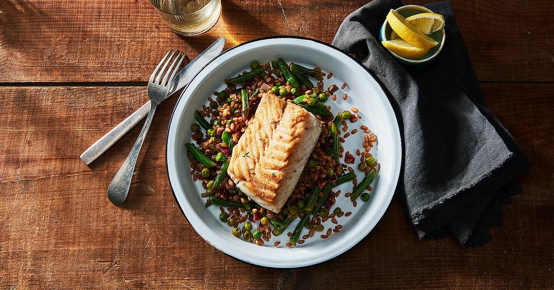 Cod with Warm Farro & Vegetable Salad | Brummel Brown
