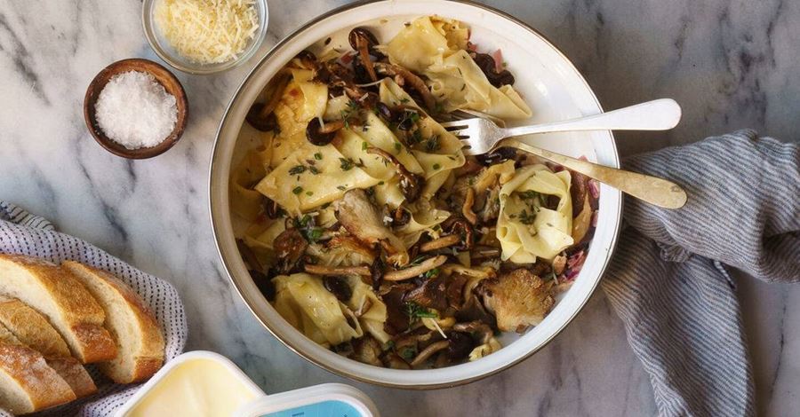 recipe image Fresh Homemade Pappardelle with Buttery Wild Mushrooms & Thyme