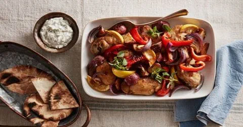 recipe image Roasted Garlic Lemon Sheet Pan Chicken Dinner